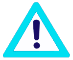 Triangular icon with exclamation, has a sky blue line with dark blue exclamation